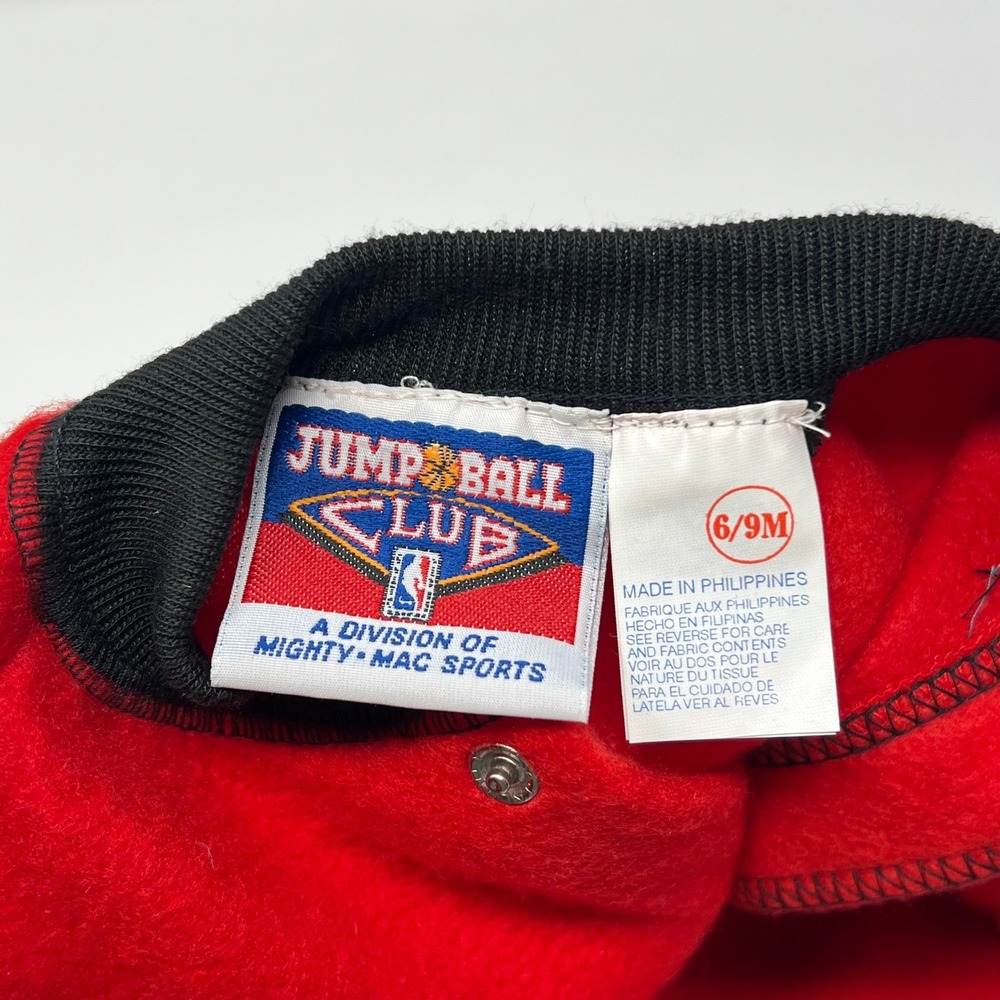 Vintage Jump Ball Club Chicago Bulls Fleece Romper Red Infant 6/9M NBA Deadstock - Picture 4 of 8